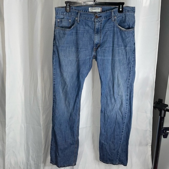 Levi's 505 Jean Straight Leg Regular Fit High Rise Zipper Fly Demin Blue Jeans - Picture 1 of 10